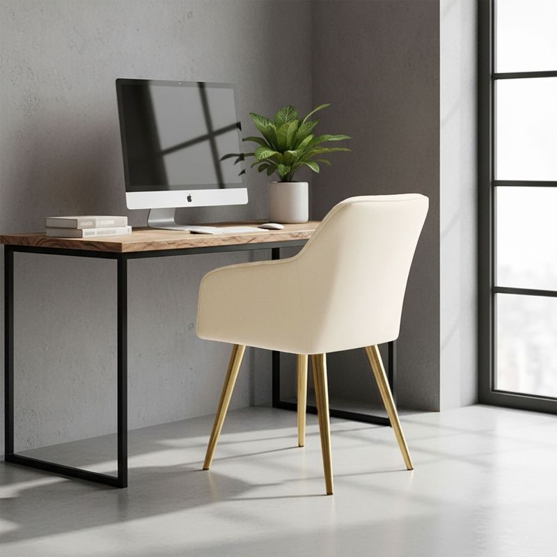 Casa si Gradina - Mobilier - Scaune si fotolii - Scaune - Set 2 scaune dining tapitate din velur Florence, 55x58x82 cm, maxim 120 kg, crem - Infinity.ro