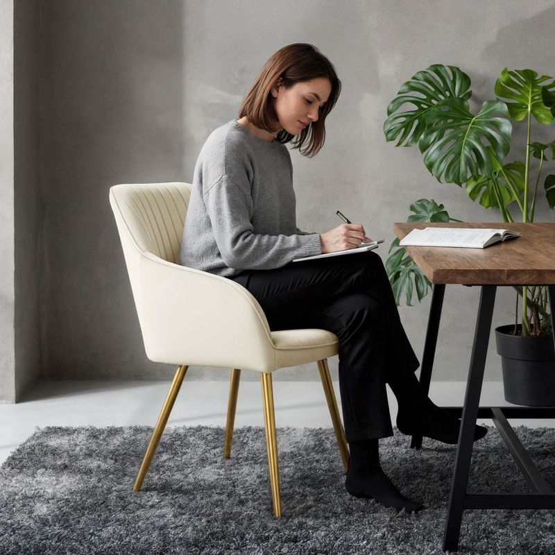 Casa si Gradina - Mobilier - Scaune si fotolii - Scaune - Set 2 scaune dining tapitate din velur Florence, 55x58x82 cm, maxim 120 kg, crem - Infinity.ro