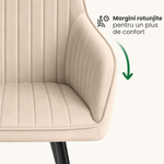 Casa si Gradina - Mobilier - Scaune si fotolii - Scaune - Set 2 scaune dining tapitate din velur Florence, 55x58x82 cm, maxim 120 kg, bej - Infinity.ro