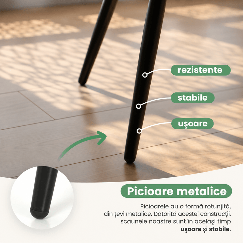 Casa si Gradina - Mobilier - Scaune si fotolii - Scaune - Set 2 scaune dining tapitate din velur Florence, 55x58x82 cm, maxim 120 kg, bej - Infinity.ro