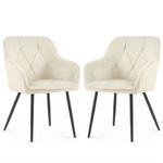 Casa si Gradina - Mobilier - Scaune si fotolii - Scaune - Set 2 scaune dining tapitate din catifea Diamante, 55x58x83 cm, maxim 120 kg, crem - Infinity.ro