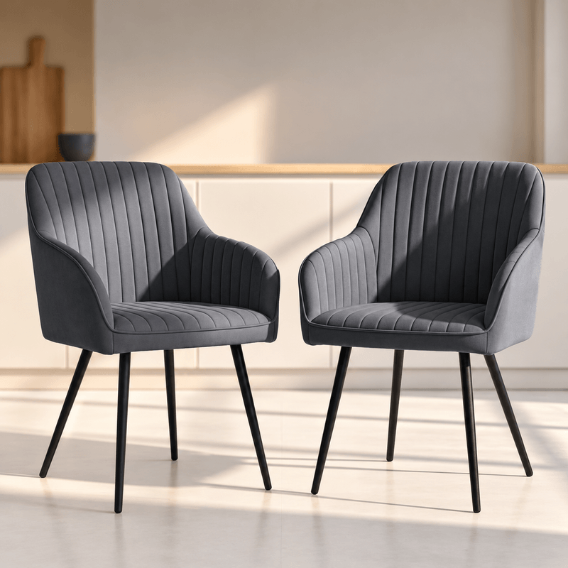 Casa si Gradina - Mobilier - Scaune si fotolii - Scaune - Set 2 scaune dining tapitate din velur Florence, 55x58x82 cm, maxim 120 kg, gri grafit - Infinity.ro