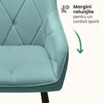 Casa si Gradina - Mobilier - Scaune si fotolii - Scaune - Set 2 scaune dining tapitate din catifea Diamante, 55x58x83 cm, maxim 120 kg, turcoaz - Infinity.ro