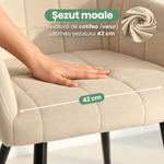 Casa si Gradina - Mobilier - Scaune si fotolii - Scaune - Set 2 scaune dining tapitate cu velur Luxano, cusaturi patrate, 54x58x82 cm, bej deschis - Infinity.ro