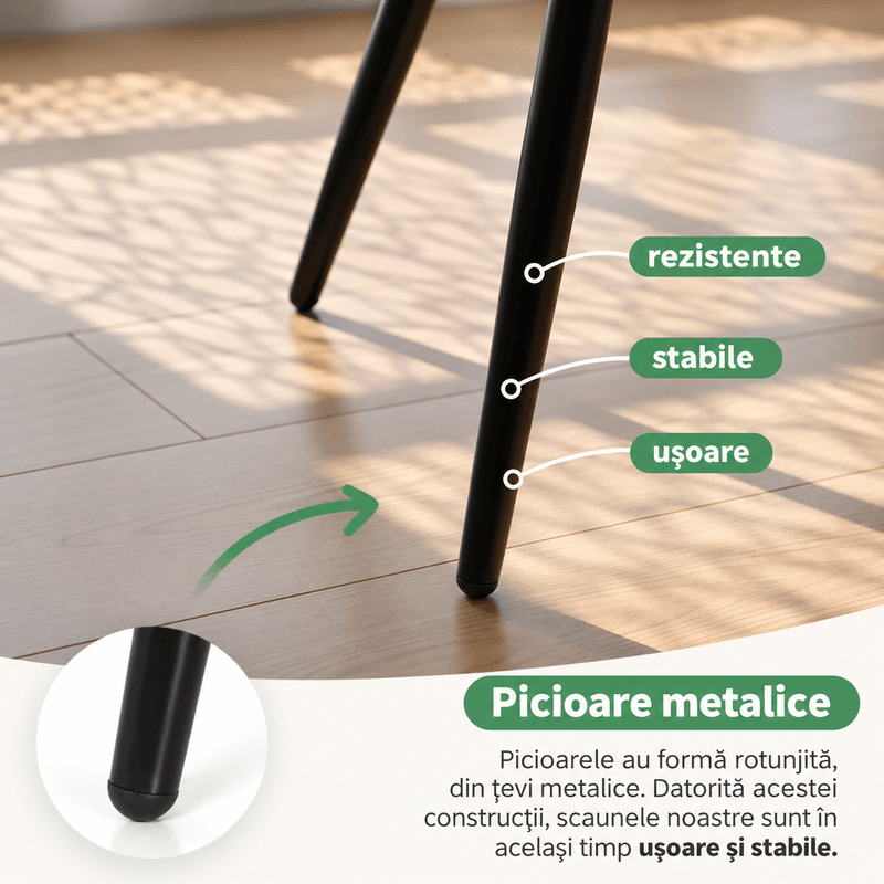 Casa si Gradina - Mobilier - Scaune si fotolii - Scaune - Set 2 scaune dining tapitate din catifea Diamante, 55x58x83 cm, maxim 120 kg, crem - Infinity.ro