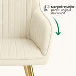 Casa si Gradina - Mobilier - Scaune si fotolii - Scaune - Set 2 scaune dining tapitate din velur Florence, 55x58x82 cm, maxim 120 kg, crem - Infinity.ro