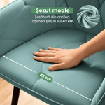 Casa si Gradina - Mobilier - Scaune si fotolii - Scaune - Set 2 scaune dining tapitate din catifea Diamante, 55x58x83 cm, maxim 120 kg, turcoaz - Infinity.ro