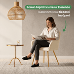 Casa si Gradina - Mobilier - Scaune si fotolii - Scaune - Set 2 scaune dining tapitate din velur Florence, 55x58x82 cm, maxim 120 kg, crem - Infinity.ro