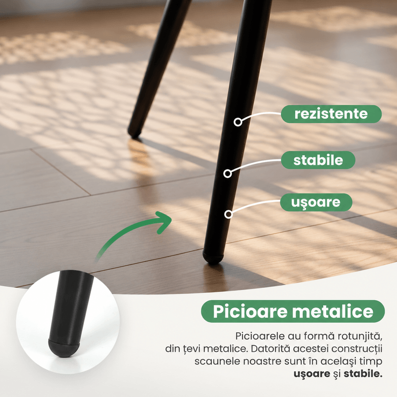 Casa si Gradina - Mobilier - Scaune si fotolii - Scaune - Set 2 scaune dining tapitate cu velur Luxano, cusaturi patrate, 54x58x82 cm, bej deschis - Infinity.ro