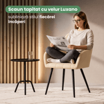 Casa si Gradina - Mobilier - Scaune si fotolii - Scaune - Set 2 scaune dining tapitate cu velur Luxano, cusaturi patrate, 54x58x82 cm, bej deschis - Infinity.ro