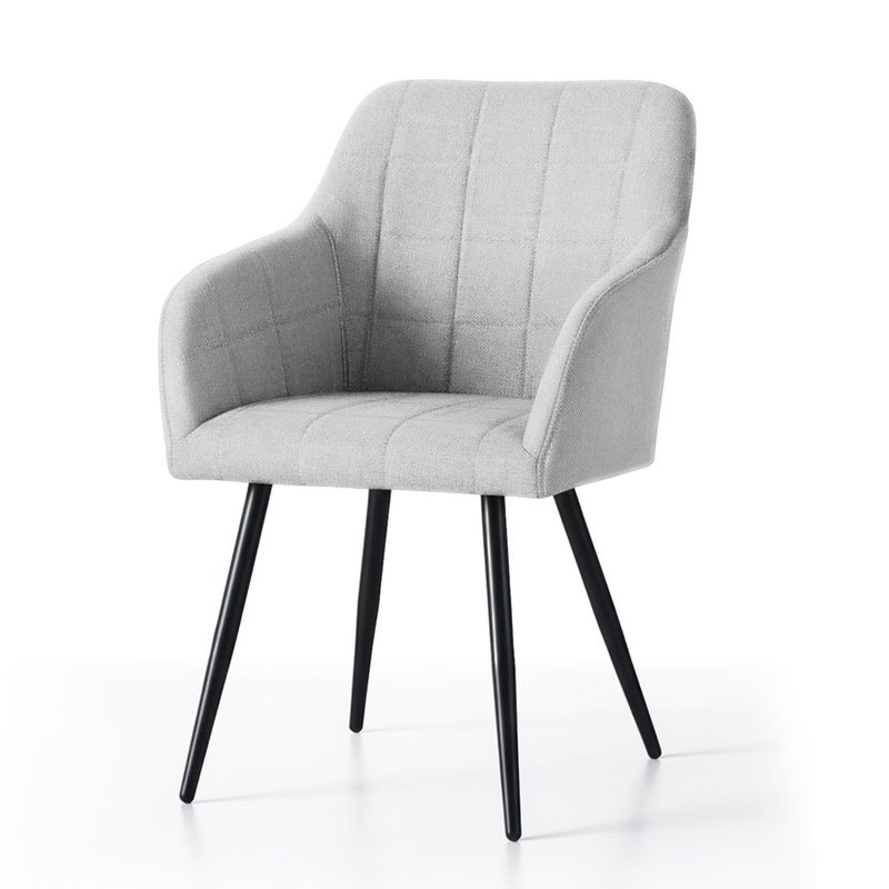 Casa si Gradina - Mobilier - Scaune si fotolii - Scaune - Set 2 scaune dining tapitate cu velur Luxano, cusaturi patrate, 54x58x82 cm, gri deschis - Infinity.ro