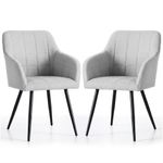 Casa si Gradina - Mobilier - Scaune si fotolii - Scaune - Set 2 scaune dining tapitate cu velur Luxano, cusaturi patrate, 54x58x82 cm, gri deschis - Infinity.ro