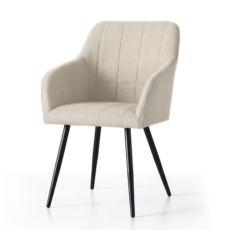 Casa si Gradina - Mobilier - Scaune si fotolii - Scaune - Set 2 scaune dining tapitate cu velur Luxano, cusaturi patrate, 54x58x82 cm, bej - Infinity.ro