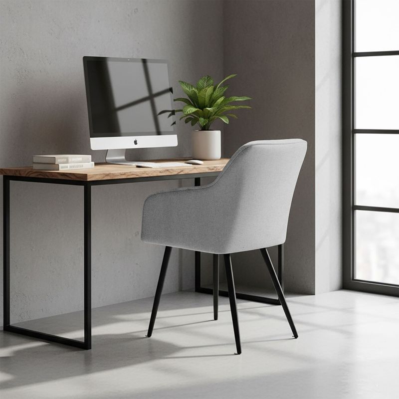 Casa si Gradina - Mobilier - Scaune si fotolii - Scaune - Set 2 scaune dining tapitate cu velur Luxano, cusaturi patrate, 54x58x82 cm, gri deschis - Infinity.ro