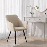 Casa si Gradina - Mobilier - Scaune si fotolii - Scaune - Set 2 scaune dining tapitate cu velur Luxano, cusaturi patrate, 54x58x82 cm, bej - Infinity.ro