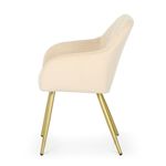 Casa si Gradina - Mobilier - Scaune si fotolii - Scaune - Set 2 scaune dining tapitate cu velur Luxano, cusaturi patrate, picioare aurii, 54x58x82 cm, bej - Infinity.ro