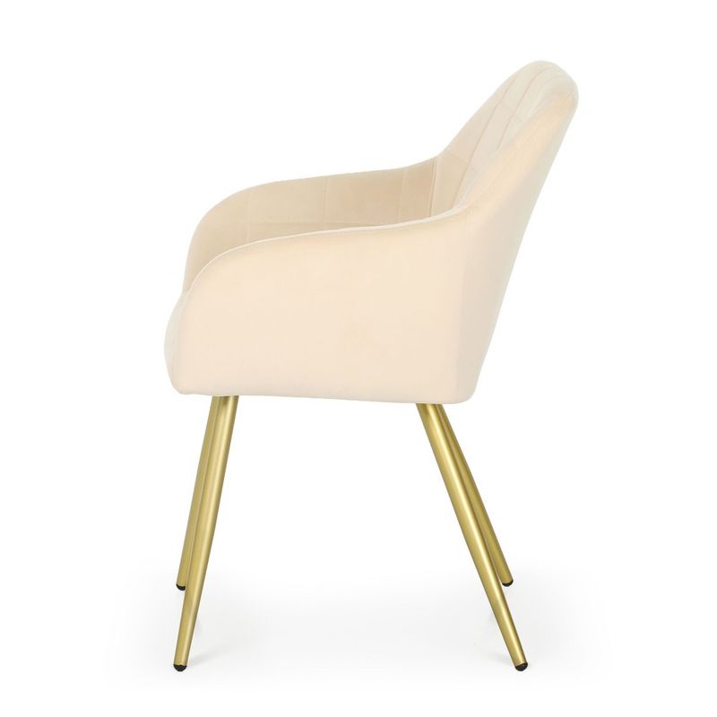 Casa si Gradina - Mobilier - Scaune si fotolii - Scaune - Set 2 scaune dining tapitate cu velur Luxano, cusaturi patrate, picioare aurii, 54x58x82 cm, bej - Infinity.ro