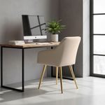 Casa si Gradina - Mobilier - Scaune si fotolii - Scaune - Set 2 scaune dining tapitate cu velur Luxano, cusaturi patrate, picioare aurii, 54x58x82 cm, bej - Infinity.ro