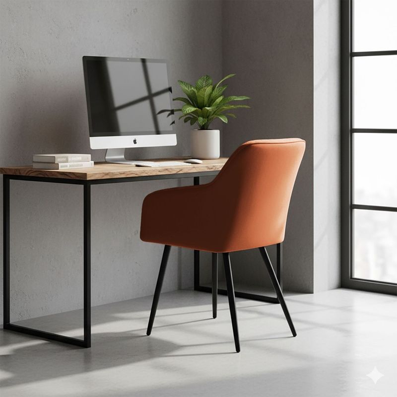 Casa si Gradina - Mobilier - Scaune si fotolii - Scaune - Set 2 scaune dining tapitate cu velur Luxano, cusaturi patrate, 54x58x82 cm, aramiu - Infinity.ro
