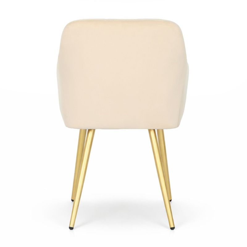 Casa si Gradina - Mobilier - Scaune si fotolii - Scaune - Set 2 scaune dining tapitate cu velur Luxano, cusaturi patrate, picioare aurii, 54x58x82 cm, bej - Infinity.ro