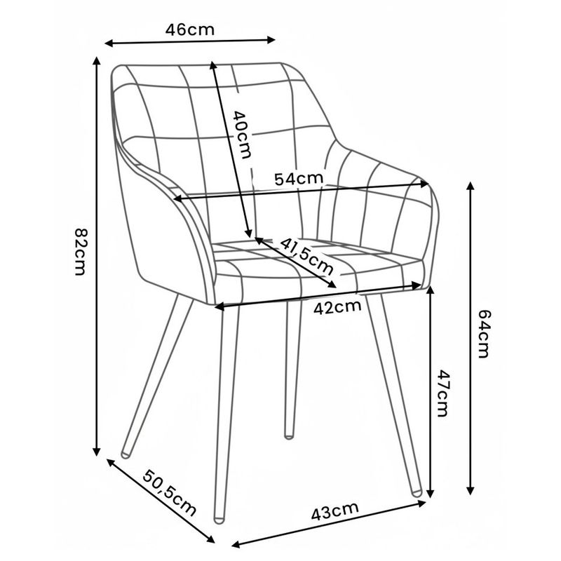 Casa si Gradina - Mobilier - Scaune si fotolii - Scaune - Set 2 scaune dining tapitate cu velur Luxano, cusaturi patrate, 54x58x82 cm, aramiu - Infinity.ro