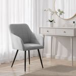 Casa si Gradina - Mobilier - Scaune si fotolii - Scaune - Set 2 scaune dining tapitate cu velur Luxano, cusaturi patrate, 54x58x82 cm, gri deschis - Infinity.ro
