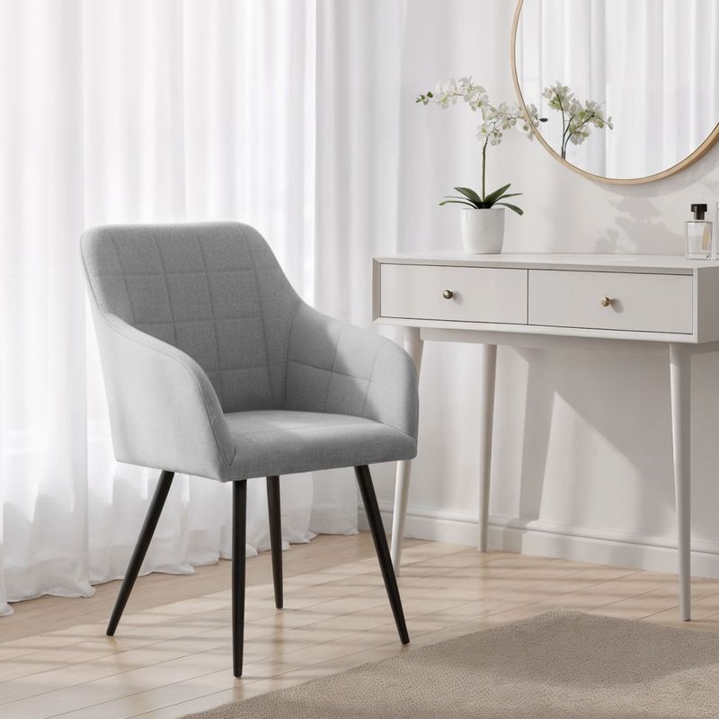 Casa si Gradina - Mobilier - Scaune si fotolii - Scaune - Set 2 scaune dining tapitate cu velur Luxano, cusaturi patrate, 54x58x82 cm, gri deschis - Infinity.ro