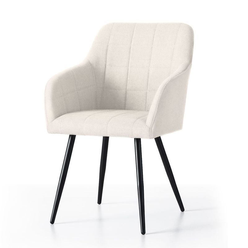 Casa si Gradina - Mobilier - Scaune si fotolii - Scaune - Set 2 scaune dining tapitate cu velur Luxano, cusaturi patrate, 54x58x82 cm, crem - Infinity.ro