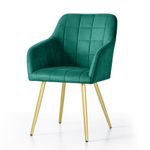 Casa si Gradina - Mobilier - Scaune si fotolii - Scaune - Set 2 scaune dining tapitate cu velur Luxano, cusaturi patrate, picioare aurii, 54x58x82 cm, verde - Infinity.ro