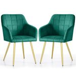 Casa si Gradina - Mobilier - Scaune si fotolii - Scaune - Set 2 scaune dining tapitate cu velur Luxano, cusaturi patrate, picioare aurii, 54x58x82 cm, verde - Infinity.ro