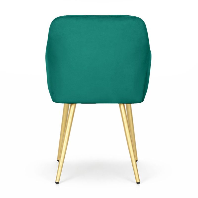 Casa si Gradina - Mobilier - Scaune si fotolii - Scaune - Set 2 scaune dining tapitate cu velur Luxano, cusaturi patrate, picioare aurii, 54x58x82 cm, verde - Infinity.ro