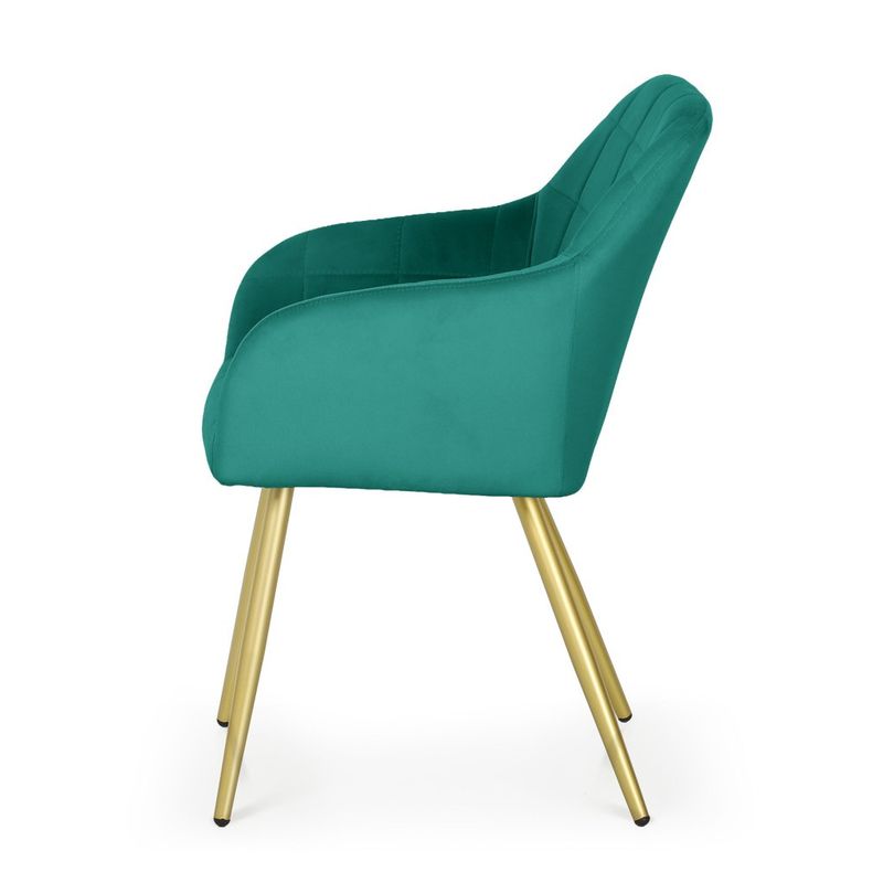 Casa si Gradina - Mobilier - Scaune si fotolii - Scaune - Set 2 scaune dining tapitate cu velur Luxano, cusaturi patrate, picioare aurii, 54x58x82 cm, verde - Infinity.ro