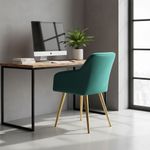 Casa si Gradina - Mobilier - Scaune si fotolii - Scaune - Set 2 scaune dining tapitate cu velur Luxano, cusaturi patrate, picioare aurii, 54x58x82 cm, verde - Infinity.ro