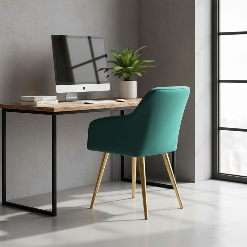 Casa si Gradina - Mobilier - Scaune si fotolii - Scaune - Set 2 scaune dining tapitate cu velur Luxano, cusaturi patrate, picioare aurii, 54x58x82 cm, verde - Infinity.ro