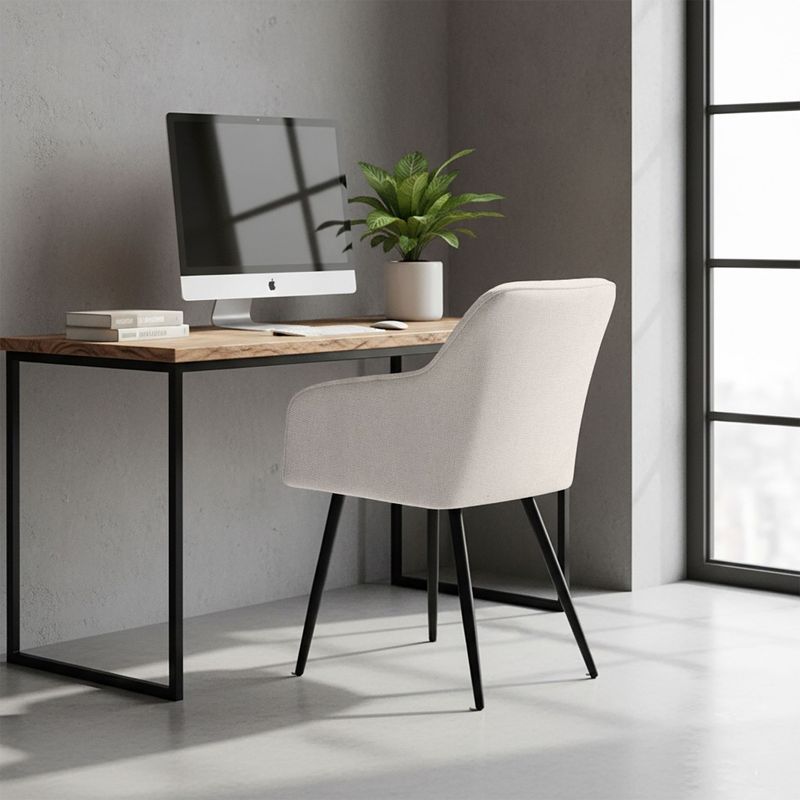 Casa si Gradina - Mobilier - Scaune si fotolii - Scaune - Set 2 scaune dining tapitate cu velur Luxano, cusaturi patrate, 54x58x82 cm, crem - Infinity.ro