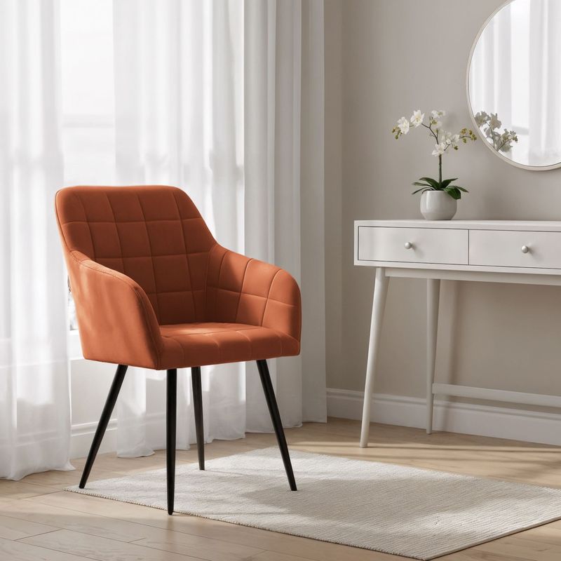 Casa si Gradina - Mobilier - Scaune si fotolii - Scaune - Set 2 scaune dining tapitate cu velur Luxano, cusaturi patrate, 54x58x82 cm, aramiu - Infinity.ro