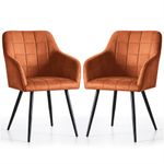 Casa si Gradina - Mobilier - Scaune si fotolii - Scaune - Set 2 scaune dining tapitate cu velur Luxano, cusaturi patrate, 54x58x82 cm, aramiu - Infinity.ro