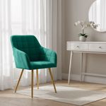 Casa si Gradina - Mobilier - Scaune si fotolii - Scaune - Set 2 scaune dining tapitate cu velur Luxano, cusaturi patrate, picioare aurii, 54x58x82 cm, verde - Infinity.ro