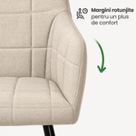 Casa si Gradina - Mobilier - Scaune si fotolii - Scaune - Set 2 scaune dining tapitate cu velur Luxano, cusaturi patrate, 54x58x82 cm, bej - Infinity.ro