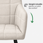 Casa si Gradina - Mobilier - Scaune si fotolii - Scaune - Set 2 scaune dining tapitate cu velur Luxano, cusaturi patrate, 54x58x82 cm, crem - Infinity.ro