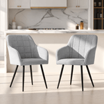 Casa si Gradina - Mobilier - Scaune si fotolii - Scaune - Set 2 scaune dining tapitate cu velur Luxano, cusaturi patrate, 54x58x82 cm, gri deschis - Infinity.ro