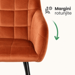 Casa si Gradina - Mobilier - Scaune si fotolii - Scaune - Set 2 scaune dining tapitate cu velur Luxano, cusaturi patrate, 54x58x82 cm, aramiu - Infinity.ro