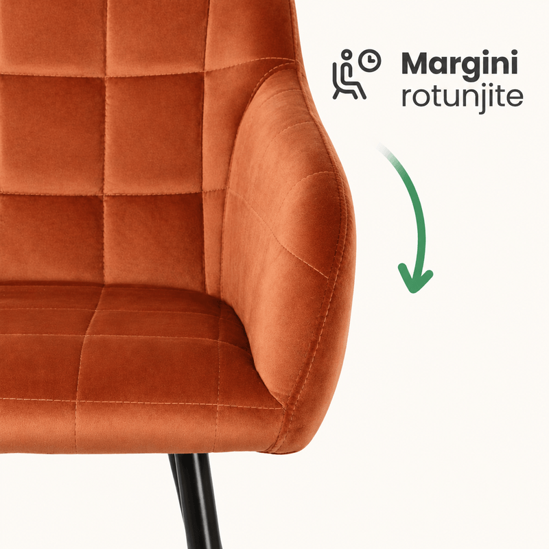 Casa si Gradina - Mobilier - Scaune si fotolii - Scaune - Set 2 scaune dining tapitate cu velur Luxano, cusaturi patrate, 54x58x82 cm, aramiu - Infinity.ro