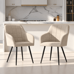 Casa si Gradina - Mobilier - Scaune si fotolii - Scaune - Set 2 scaune dining tapitate cu velur Luxano, cusaturi patrate, 54x58x82 cm, bej - Infinity.ro
