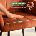 Casa si Gradina - Mobilier - Scaune si fotolii - Scaune - Set 2 scaune dining tapitate cu velur Luxano, cusaturi patrate, 54x58x82 cm, aramiu - Infinity.ro