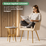 Casa si Gradina - Mobilier - Scaune si fotolii - Scaune - Set 2 scaune dining tapitate cu velur Luxano, cusaturi patrate, picioare aurii, 54x58x82 cm, bej - Infinity.ro