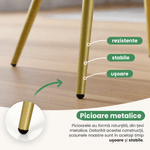 Casa si Gradina - Mobilier - Scaune si fotolii - Scaune - Set 2 scaune dining tapitate cu velur Luxano, cusaturi patrate, picioare aurii, 54x58x82 cm, bej - Infinity.ro