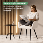 Casa si Gradina - Mobilier - Scaune si fotolii - Scaune - Set 2 scaune dining tapitate cu velur Luxano, cusaturi patrate, 54x58x82 cm, crem - Infinity.ro