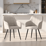 Casa si Gradina - Mobilier - Scaune si fotolii - Scaune - Set 2 scaune dining tapitate cu velur Luxano, cusaturi patrate, 54x58x82 cm, crem - Infinity.ro