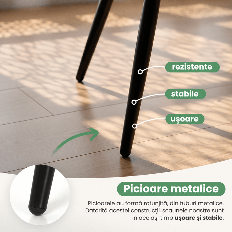 Casa si Gradina - Mobilier - Scaune si fotolii - Scaune - Set 2 scaune dining tapitate cu velur Luxano, cusaturi patrate, 54x58x82 cm, aramiu - Infinity.ro